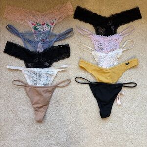 NEW NWT 10 pair Victoria’s Secret/Pink Thong Panties Size: L